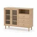 Credenza da cucina con ante in vetro scanalato rovere 120 x 40 x 90 cm