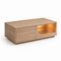 Tavolino da caffè contenitore rettangolare rovere naturale in MDF melaminico 120 x 60 x 45 cm
