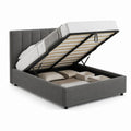 Letto contenitore matrimoniale grigio in poliestere con rete a doghe 160 x 200 cm