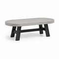 Tavolino da caffè ovale grigio e nero in MDF e legno massello 120 x 60 x 45 cm