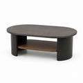 Tavolino da caffè ovale grigio antracite e nero in MDF rivestito 120 x 60 x 45 cm con ripiano