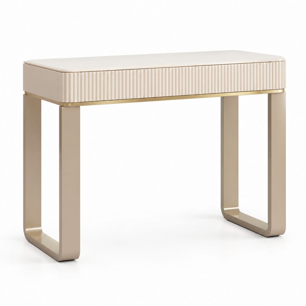 Consolle da ingresso beige in MDF laccato e acciaio inox 100 x 35 x 78 cm