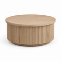 Tavolino da caffè rotondo color rovere in MDF impiallacciato 80 x 80 x 35 cm