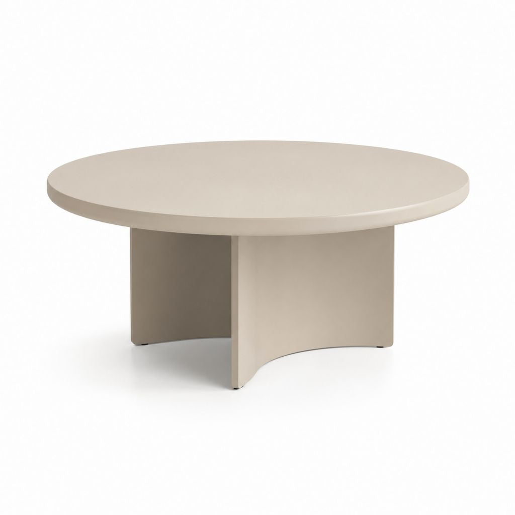 Tavolino da caffè rotondo beige in MDF Ø80 x H35 cm