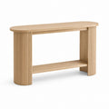 Consolle da ingresso rovere chiaro in MDF impiallacciato forma ovale 120 x 35 x 80 cm