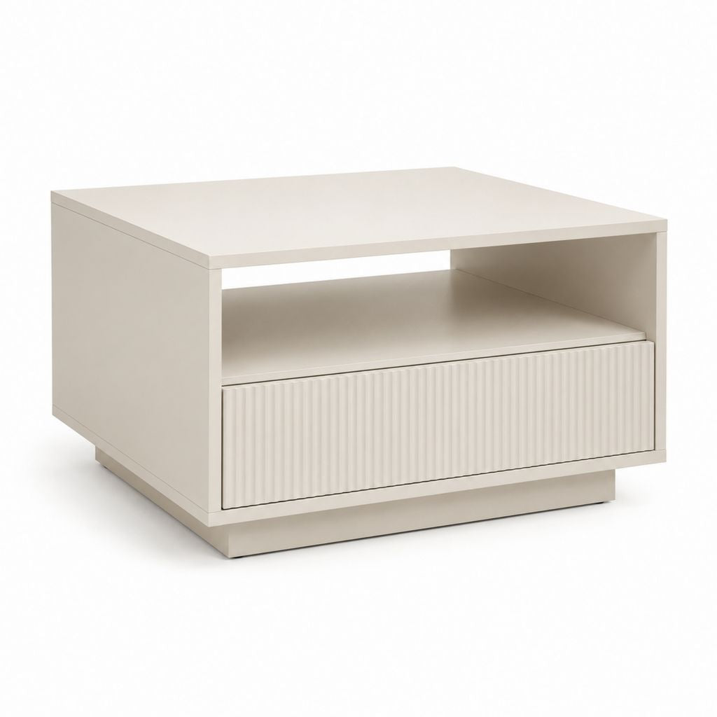 Tavolino da caffè contenitore bianco in MDF rettangolare 80 x 60 x 45 cm