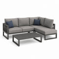 Set divani da giardino angolare con tavolino grigio antracite in alluminio e poliestere 230 x 230 x 65 cm