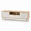 Mobile TV con ante scorrevoli avorio e rovere in MDF 180 x 40 x 55 cm