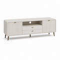 Mobile porta TV bianco in MDF con ante scanalate e 2 cassetti 160 x 40 x 60 cm